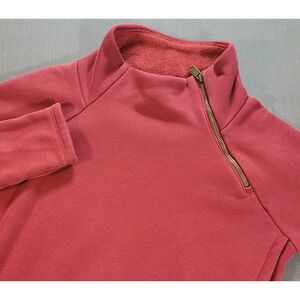Athleta Womens Fleece Pullover Medium Burgundy Cozy Karma Asym Zip Athleisure